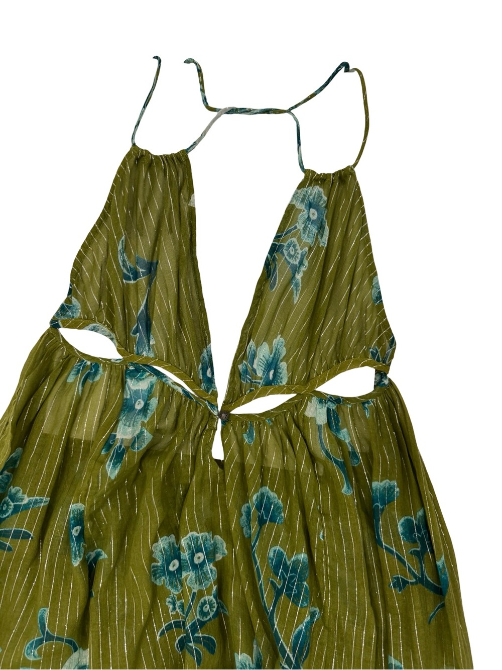 Anthropologie Green Floral Halter Maxi Dress - Picture 11 of 16